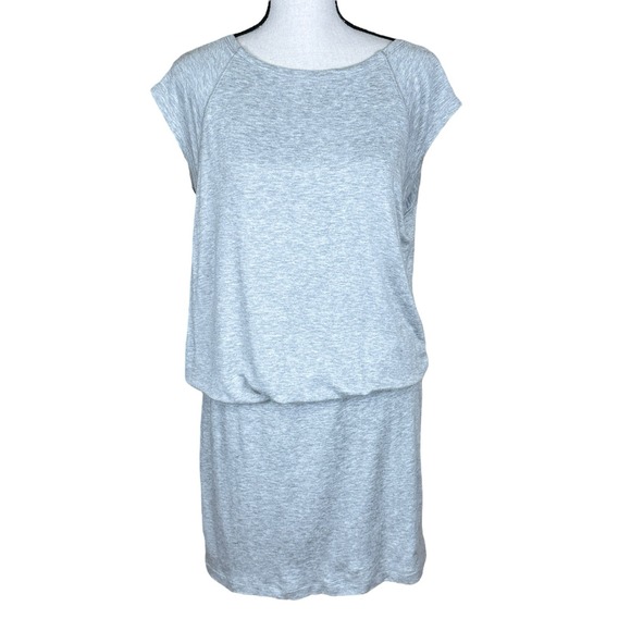 Lou & Grey Dresses & Skirts - Lou & Grey Blouson Elastic Drop Waist Dress Light Heather Gray Size M Low Back